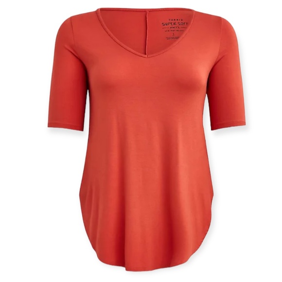 Torrid Size 1X Orange Super Soft Stretch Knit Tunic Shirt Rayon/Spandex - EUC - Picture 1 of 8
